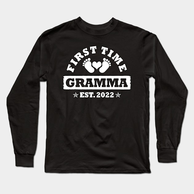 First Time Gramma Est 2022 Funny New Grandma Gift Long Sleeve T-Shirt by Penda